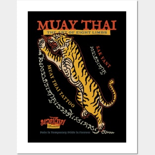 Vintage Tiger Muay Thai Tattoo Posters and Art